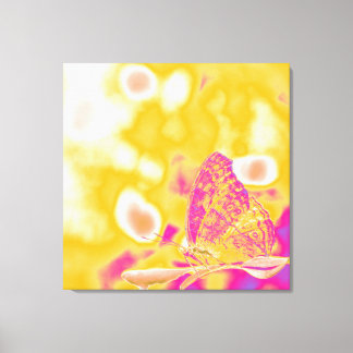 Toile Papillon pop art sur la feuille