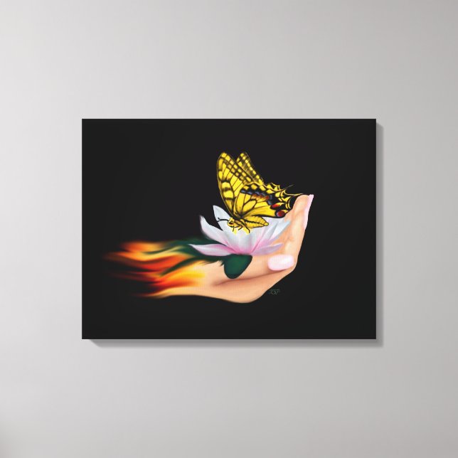 Toile Papillon sur Lotus Bloom (Recto)