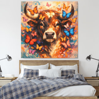 Toile Papillon Taureau Coloré | Faune Vibrante