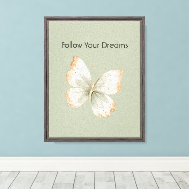 Toile Papillon Vert Crème Brun   (Insitu (Plancher de Bois))