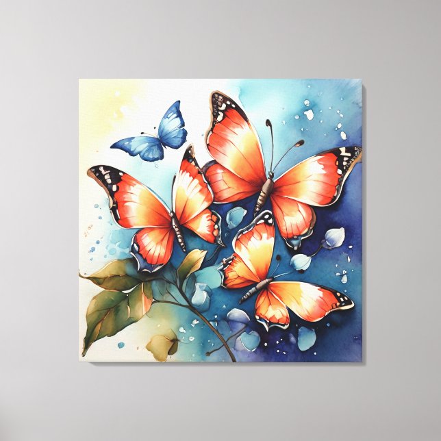 Toile Papillon vibrant aquarelle artistique  (Recto)