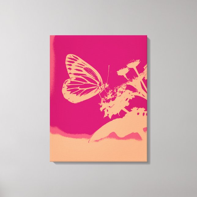 Toile Papillon vintage sur fleur - (Recto)