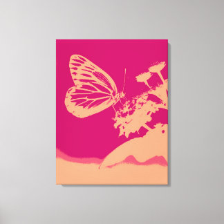 Toile Papillon vintage sur fleur -