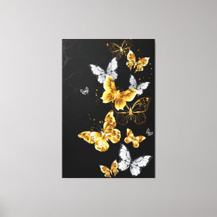 Toile Papillons blancs et dorés