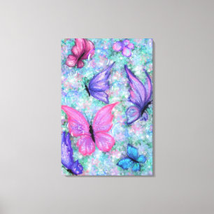 Toile Papillons Colorés en Vol - Printemps