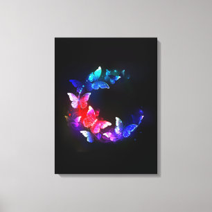Toile Papillons de nuit Neon brillants sur arrière - pla