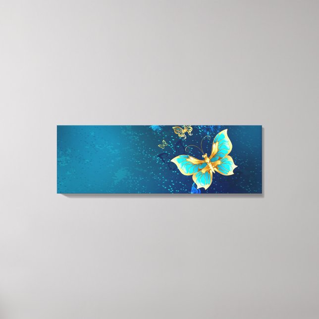 Toile Papillons d'or sur un Arrière - plan bleu (Recto)