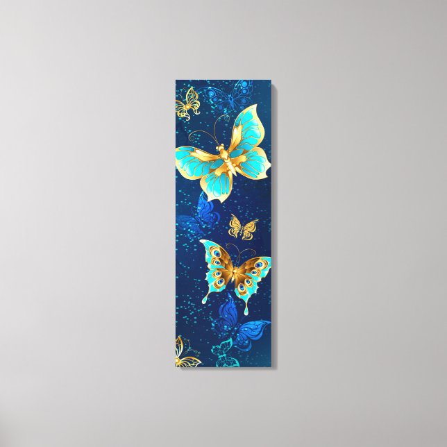 Toile Papillons d'or sur un Arrière - plan bleu (Recto)