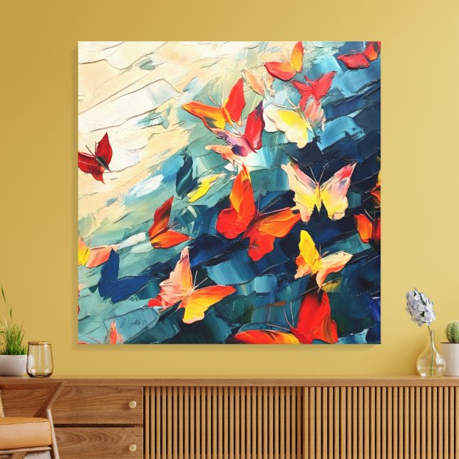 Toile Papillons en Mouvement – Vol Abstrait Expressif (Insitu(Salon))