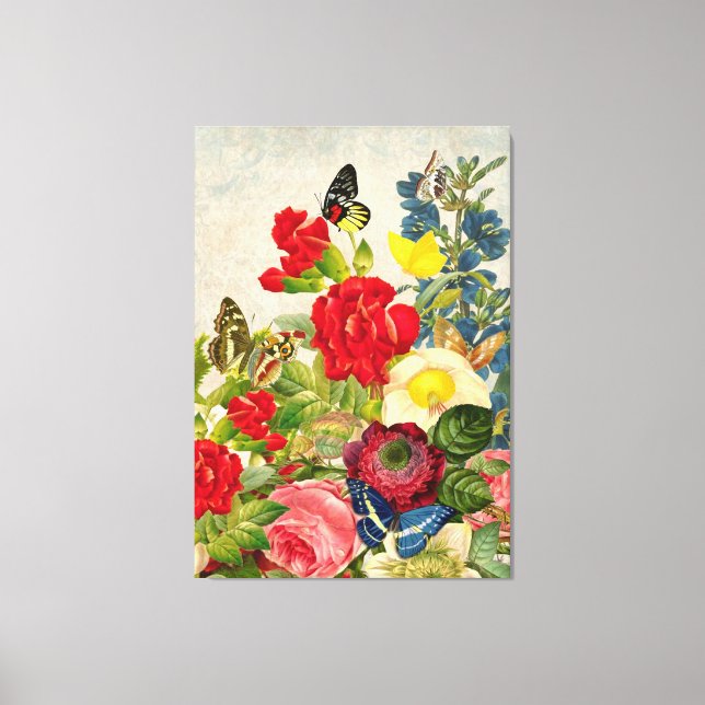 Toile Papillons et fleurs vintages (Recto)
