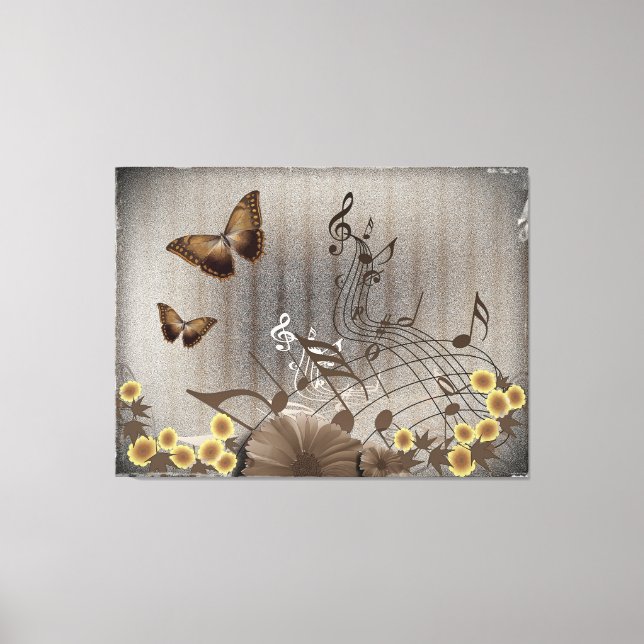Toile Papillons et notes musicales (Recto)