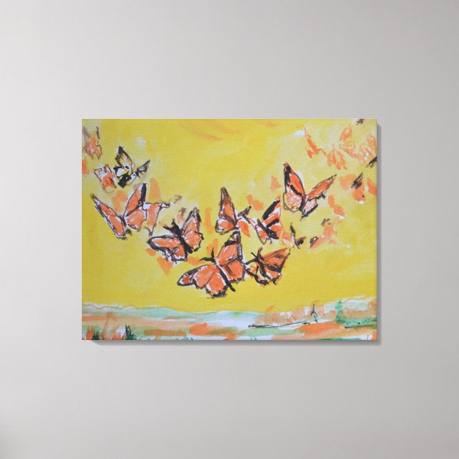 Toile Papillons Monarques Essaim Expressionniste (Recto)