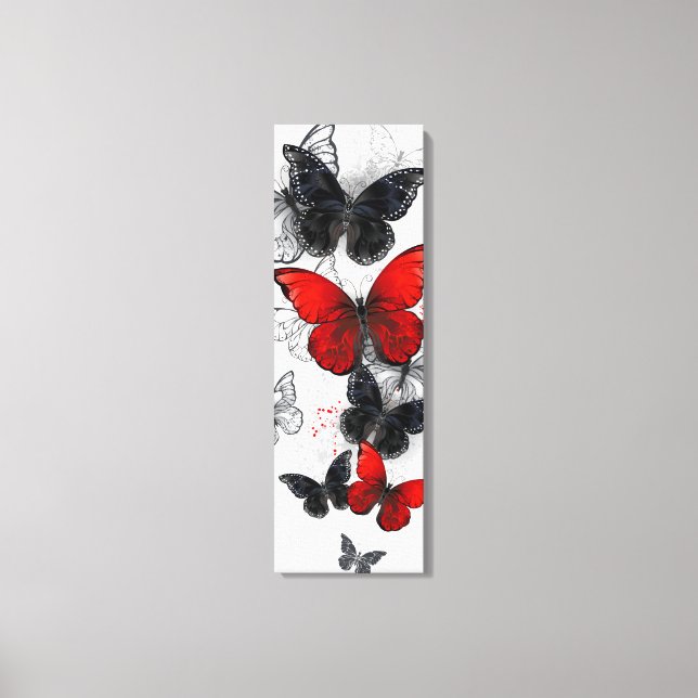 Toile Papillons noirs et rouges volants (Recto)