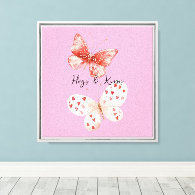 Toile Papillons rouges roses aiment   (Insitu (Plancher de Bois))
