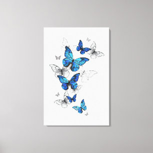 Toile Papillons volants bleus Morpho