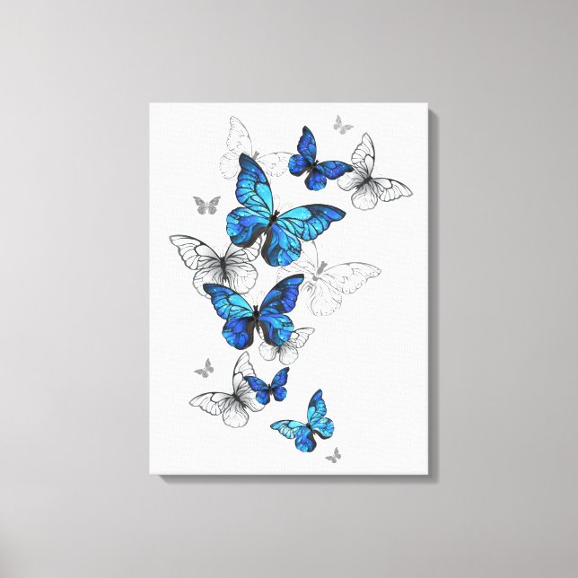 Toile Papillons volants bleus Morpho (Recto)