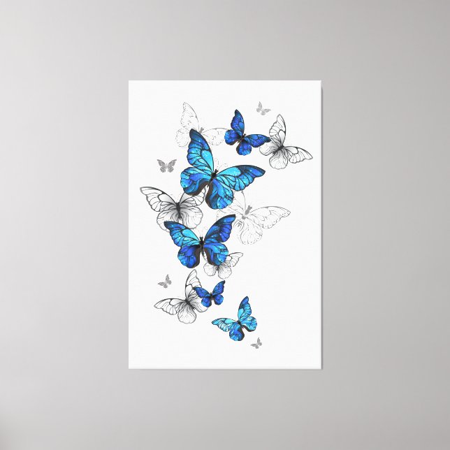 Toile Papillons volants bleus Morpho (Recto)