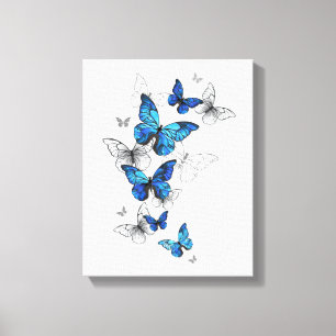 Toile Papillons volants bleus Morpho