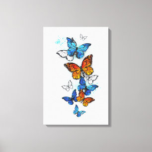 Toile Papillons volants Morpho et Monarch