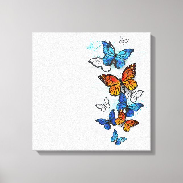 Toile Papillons volants Morpho et Monarch (Recto)