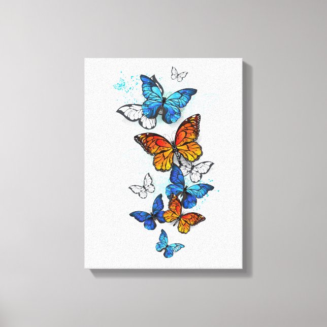 Toile Papillons volants Morpho et Monarch (Recto)