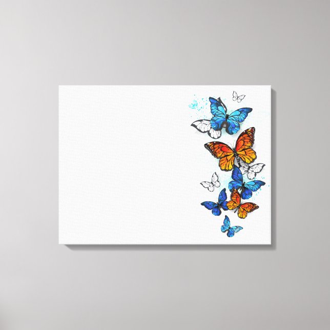 Toile Papillons volants Morpho et Monarch (Recto)