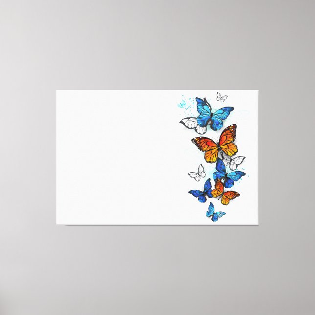 Toile Papillons volants Morpho et Monarch (Recto)