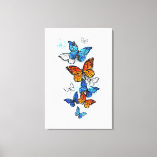 Toile Papillons volants Morpho et Monarch