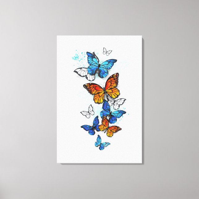 Toile Papillons volants Morpho et Monarch (Recto)