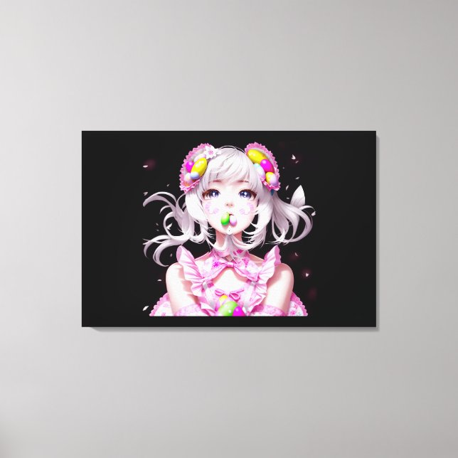 Toile Pâques/printemps Anime fille (Recto)