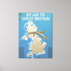 Toile Par Avion Vers La Grande-Bretagne Affiche De Voyag