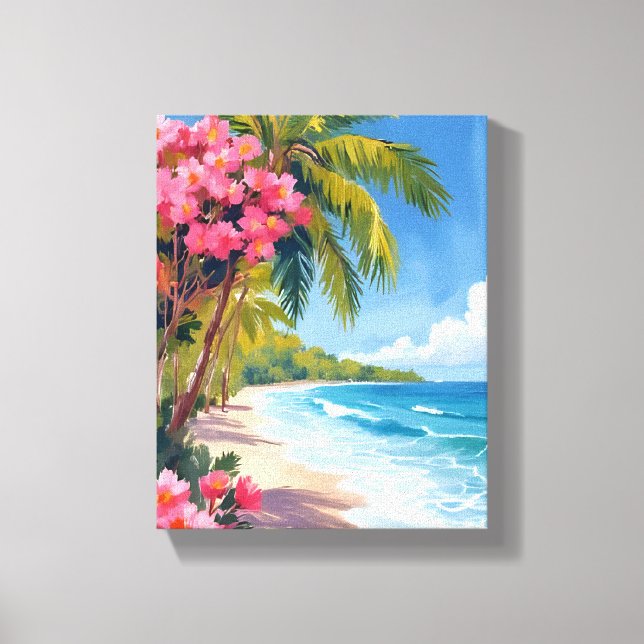 Toile Paradis de plage tropicale | Peinture océanique (Recto)