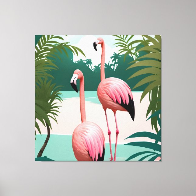 Toile Paradis du Flamant rose tropical (Recto)