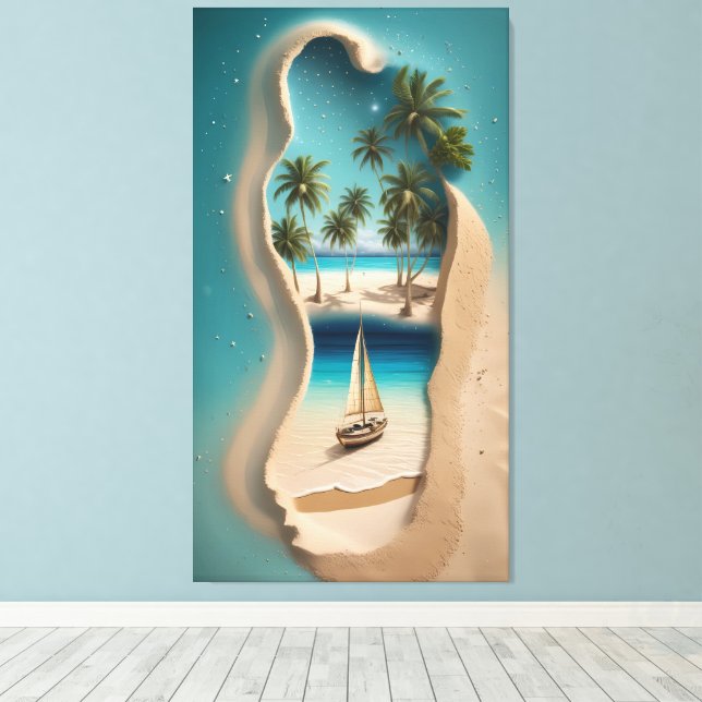 Toile Paradis Empreinte de Sable : Une Évasion Tropicale (Insitu (Plancher de Bois))