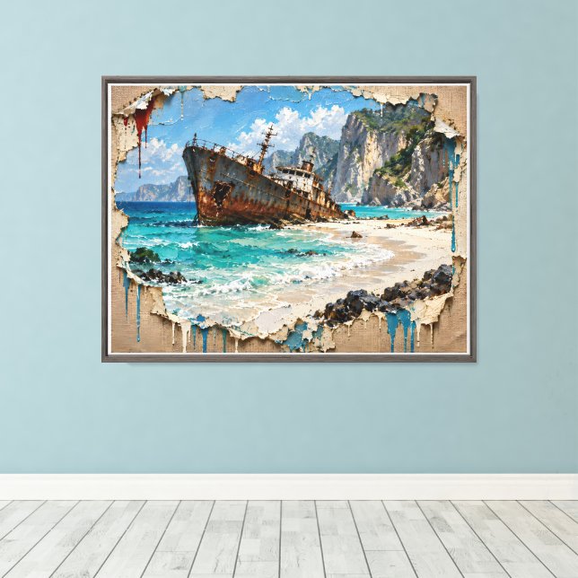 Toile Paradis et rouille (Insitu (Plancher de Bois))