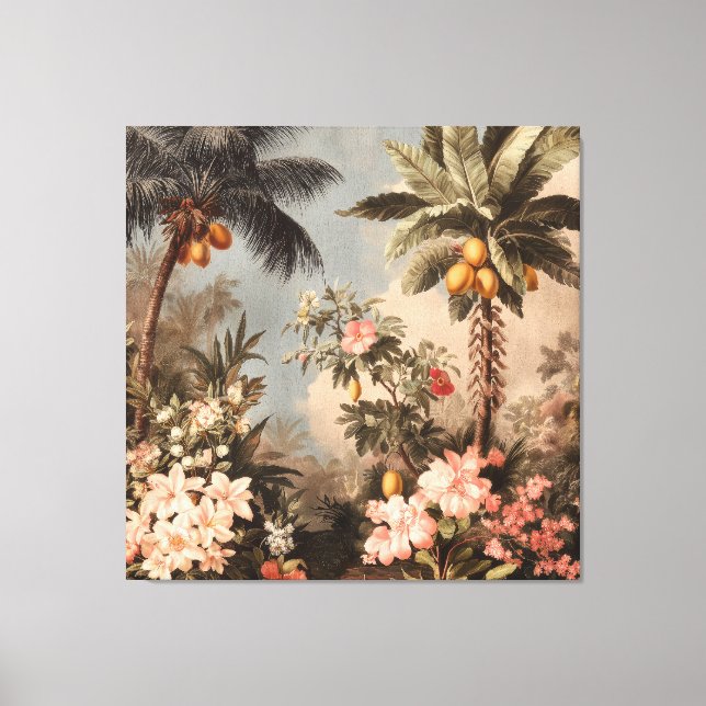 Toile Paradis tropical vintage avec palmiers (Recto)