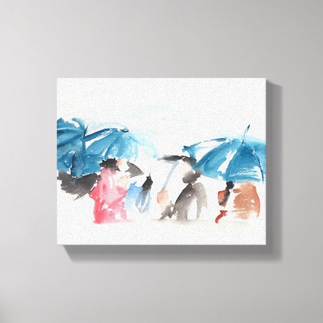 Toile Parapluies Canvas d'aquarelles originales (Recto)