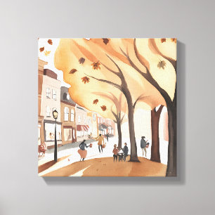 Toile Parc municipal d'automne   Aquarelle de feuillage 