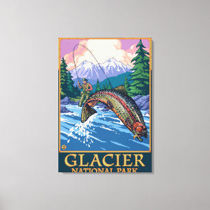 Toile Parc national de glacier, pêcheur de MontanaFly #