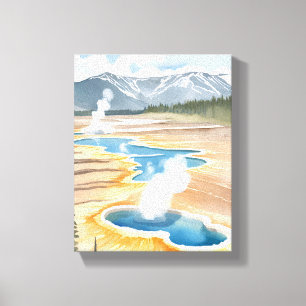 Toile Parc national de Yellowstone Aquarelle de paysag
