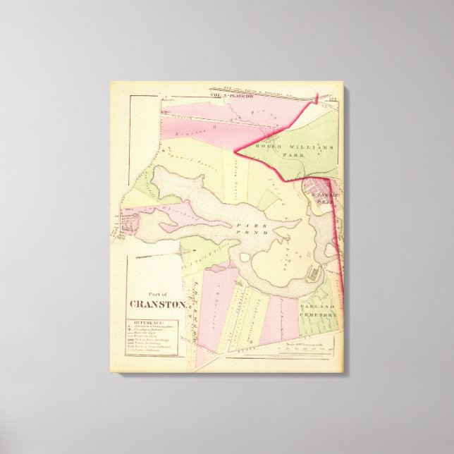 Toile Parc Pond Roger Williams Plan Atlas du parc (Recto)