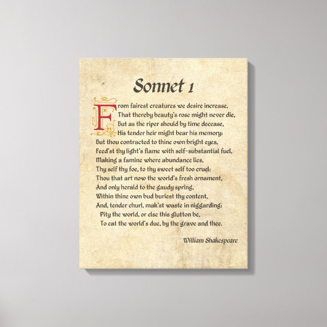Toile Parchemin Shakespeare Sonnet 1 (Recto)