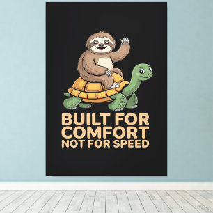 Toile Paresseux drôle chevauchant une tortue