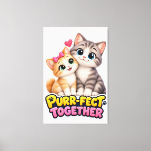 Toile Parfaitement Ensemble Couple de Chat Mignon Amour 