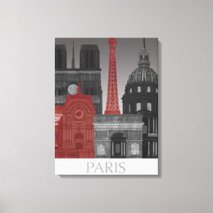 Toile Paris Elevages par nuit - Rouge