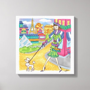 Toile Paris Fille Illustration Canvas de voyage