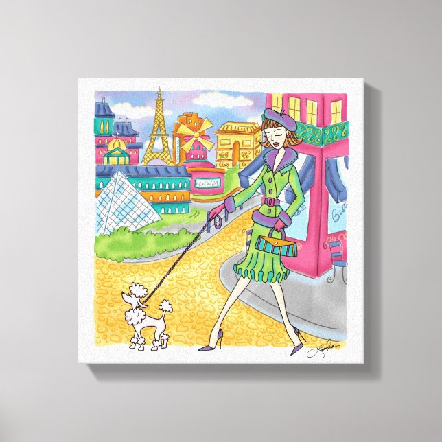 Toile Paris Fille Illustration Canvas de voyage (Recto)