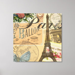 Toile Paris France Artwork de voyage coloré vintage