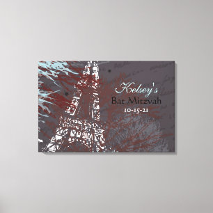 Toile PARIS FRANCE FRANCE Bar Bat mitzvah Carte d'entrée