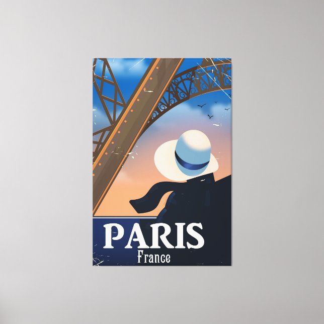Toile Paris France tour Eiffel affiche de voyage (Recto)